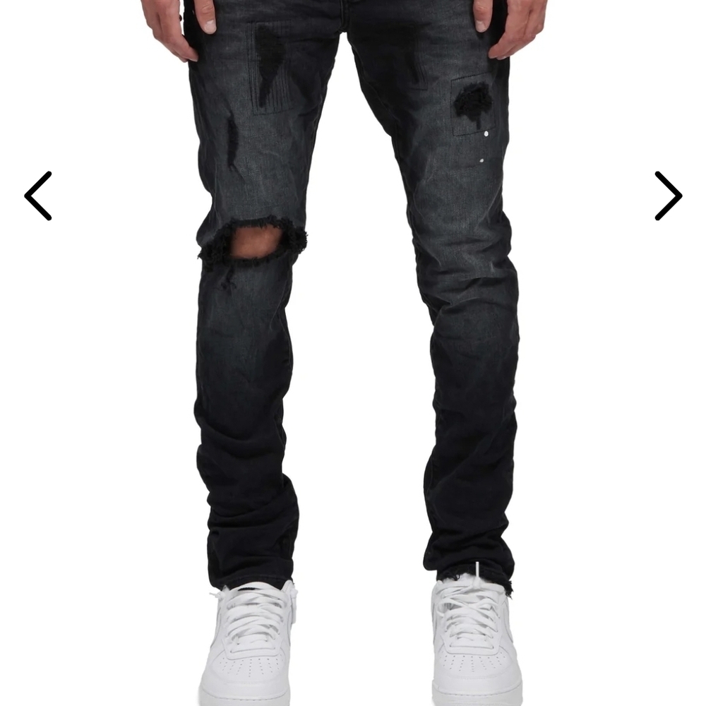 Men's Distressed Black Skinny Jeans